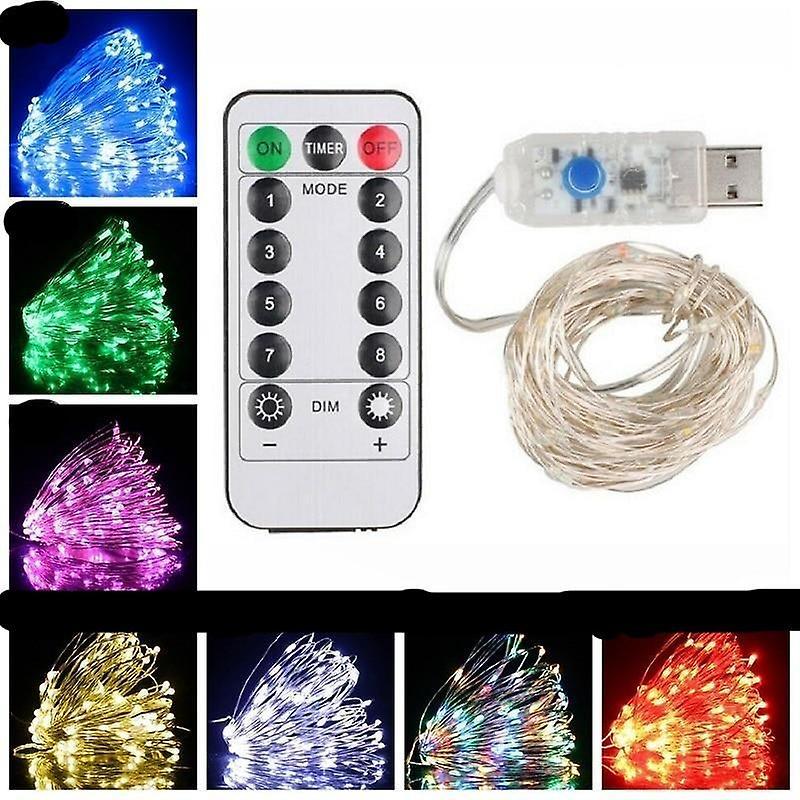 Slowmoose Led Copper String Lights For Decor, Christmas And Garlands With 8 Mode Remote Multicolor 5M 50leds