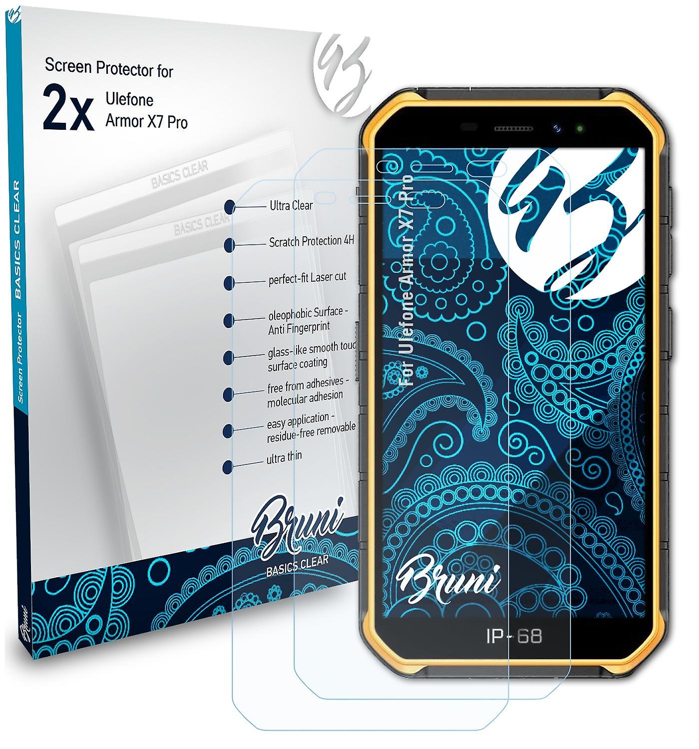 Bruni 2x protective film compatible with Ulefone Armor X7 Pro film clear