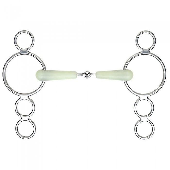 Shires Equikind Jointed Horse 3 Ring Gag Bit Pale Green 6in