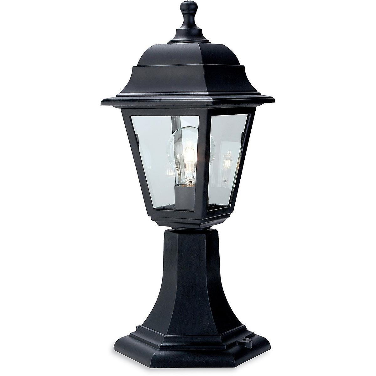 Oslo 1 Light Pedstal Lantern Pillar Black Resin IP44 E27