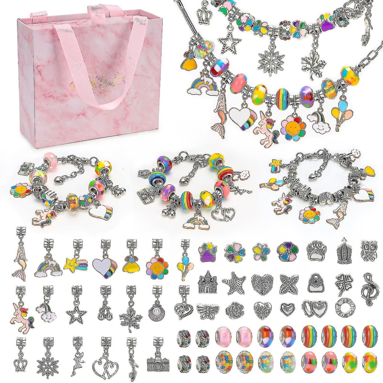 Tianzun Girls Gifts For 6 7 8 9 10 Year Old, Kids Diy Arts Crafts Set For Girl Age 5-11 Birthday Gift Charm Bracelet Making Kits