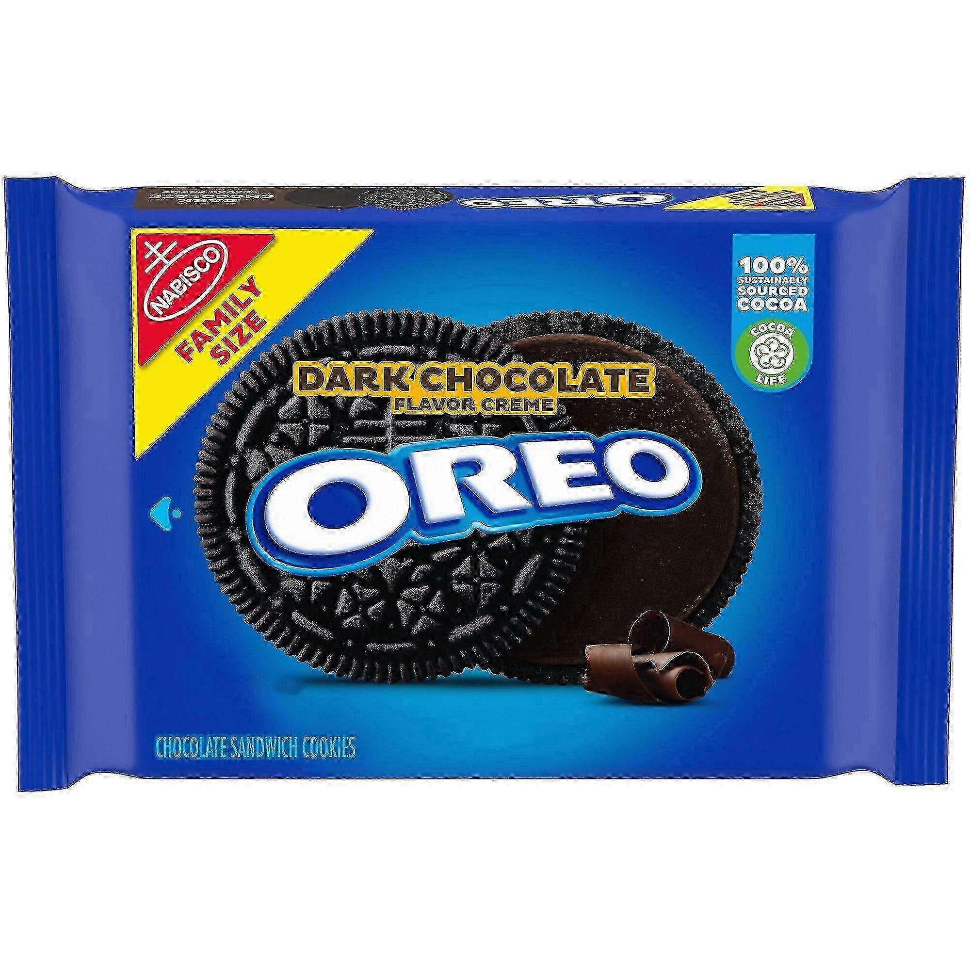 Oreo Dark Chocolate Flavor Creme Chocolate Sandwich Cookies, Family Size, 17 Oz