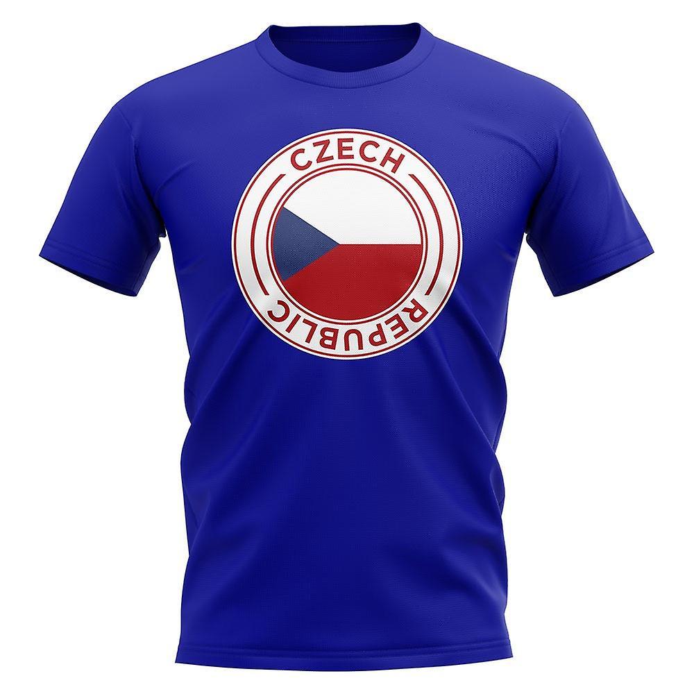 UKSoccerShop Czech Republic Football Badge T-Shirt (Royal) Blue XSW