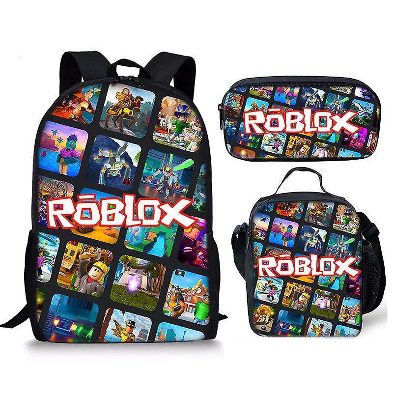 Shznv Roblox Student Schoolbag Digital Printing Backpack Three-piece Lunch Bag Pencil Case