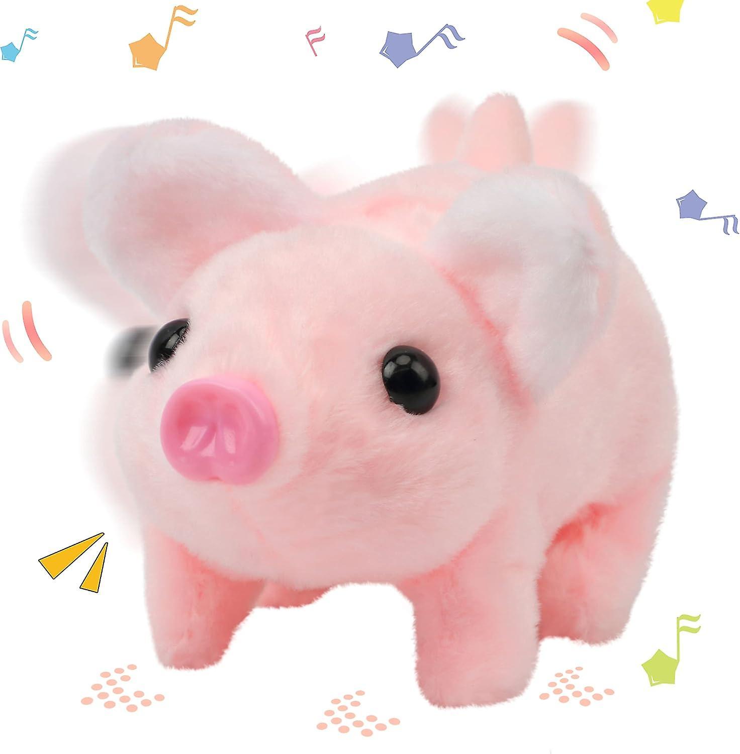 Heytea Walking Piggy Pet Interactive Crawling Piglet Electronic Plush Toy Pig Oink Twitch Nose Wag Tail Animated Gift for Toddlers Birthday, Pink, 8''