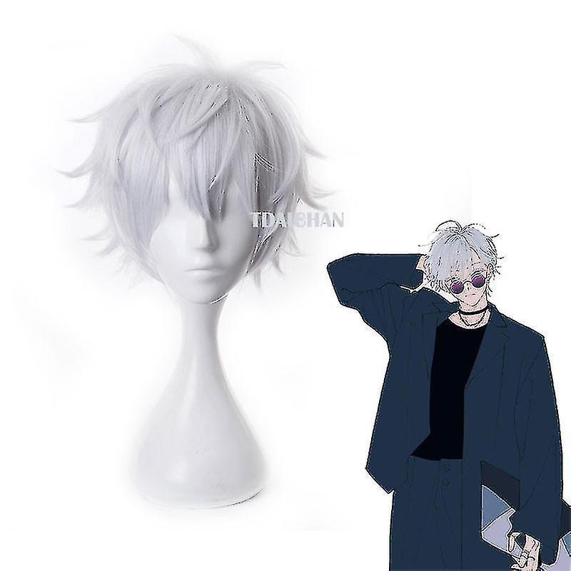 Yalo 2023-gojo Satoru Cosplay Wigs Anime Jujutsu Kaisen Gojo Short Heat Resistant Synthetic Hair With Wig Cap Party Wig Without Eye Patch Gojo Sato...