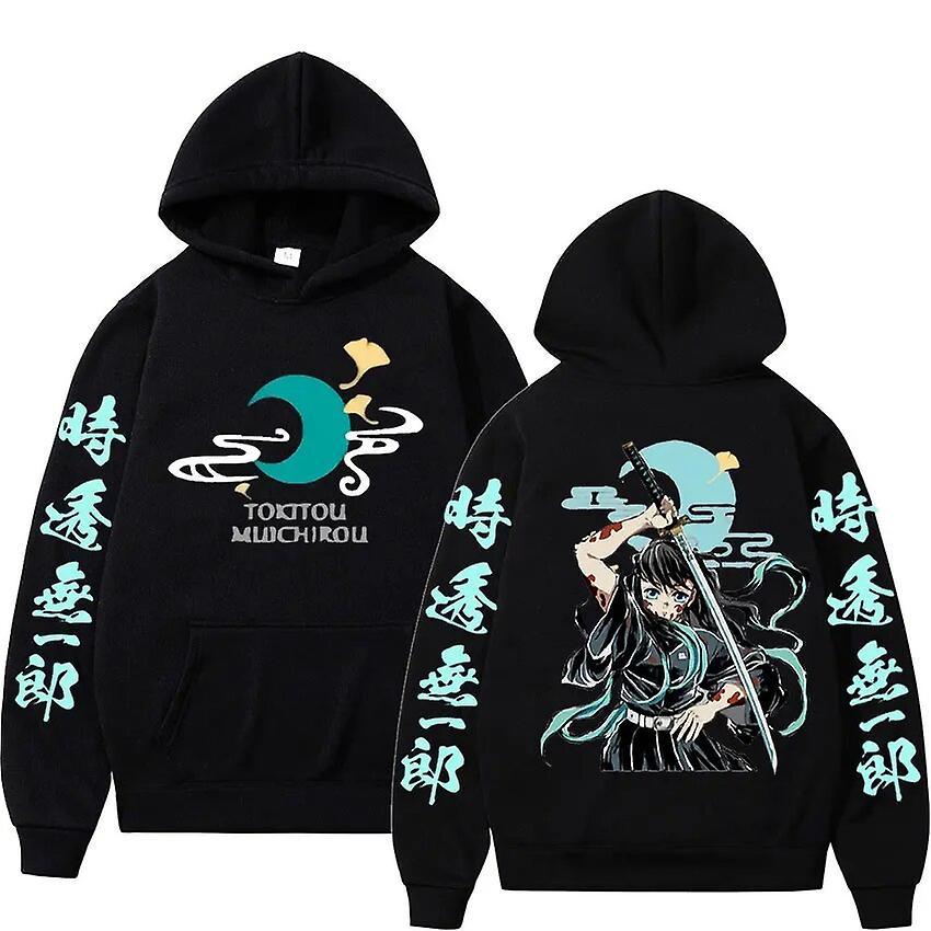 Cciyu Anime Demon Slayer Muichiro Tokito 2023 New Hoodies Men Women Fashion Pullover Sweatshirt Casual Hoodie Y2k Harajuku Streetwear Black S