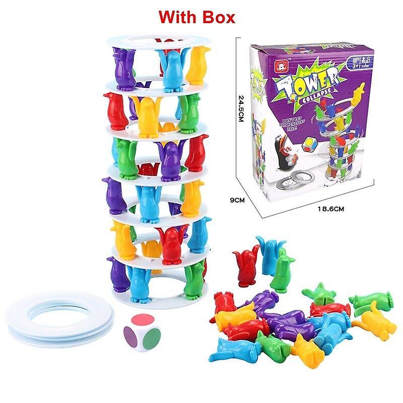 Kids Penguin Tower Collapse Balance Game Toy Funny Party Games Crazy Penguin Crash Tower Thrill Challenge Child Interaction Toys with box