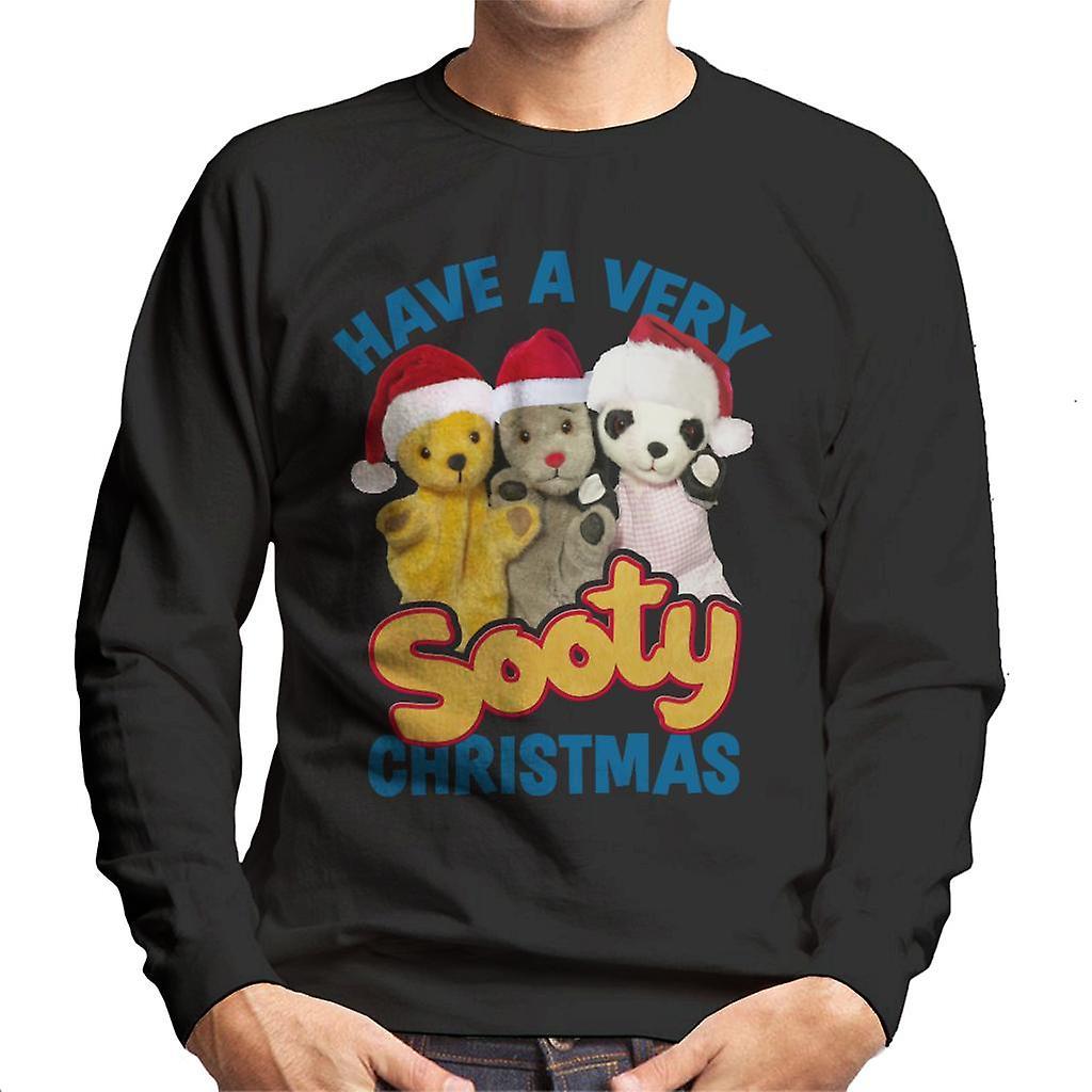 Sooty Christmas Have A Very Sooty Christmas Blue Text Men's Sweatshirt Black Large