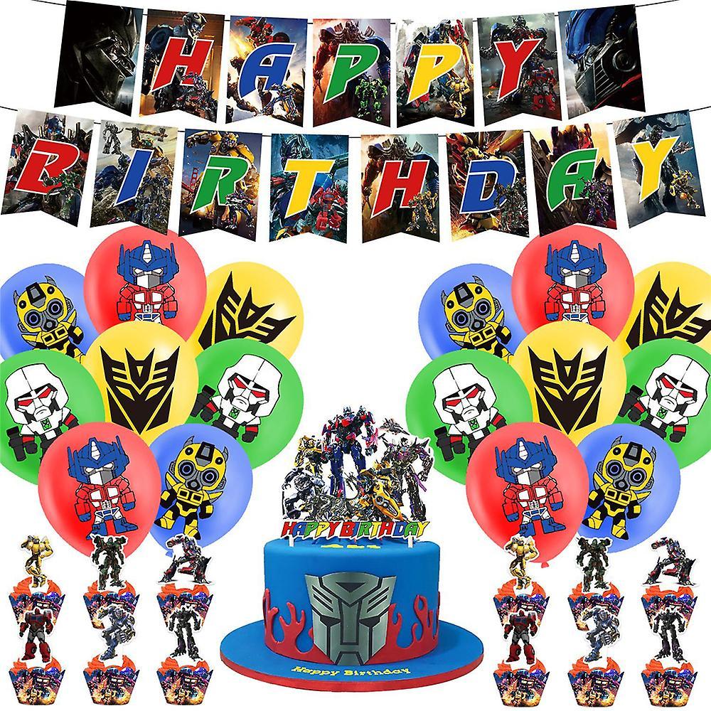 Sevenday Transformers Theme Birthday Party Supplies Kits Banner Balloons Cake Toppers Set Decorations