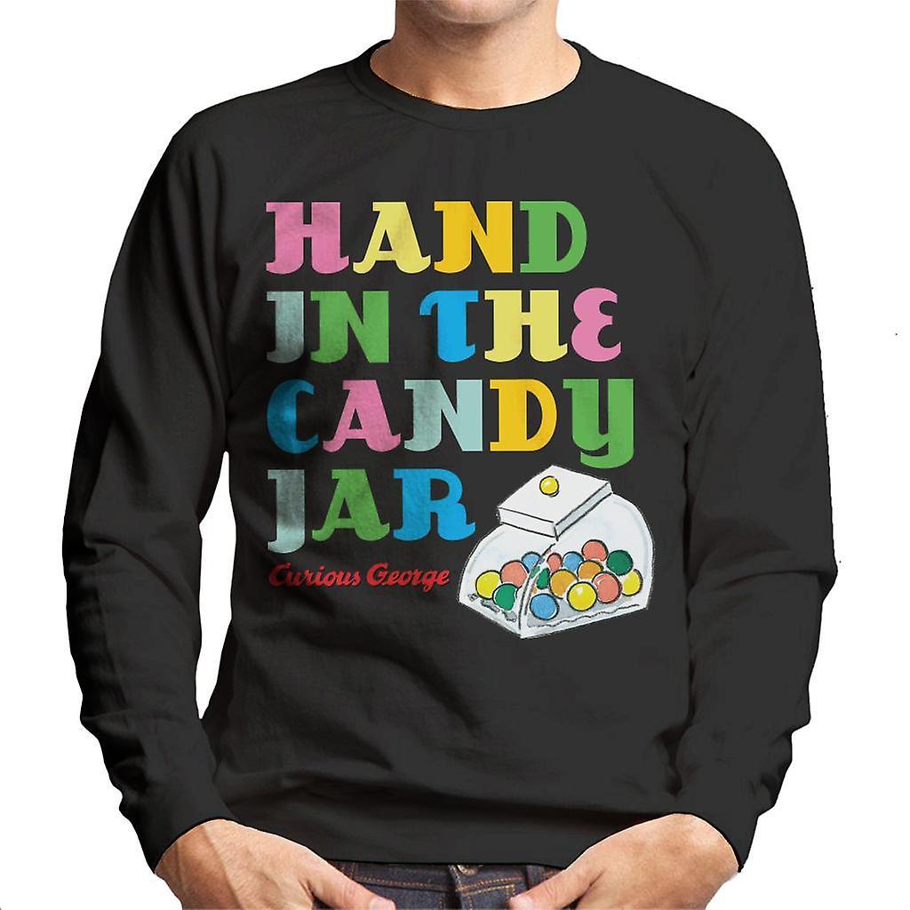 Curious George Hand In The Candy Jar Men's Sweatshirt Black Medium