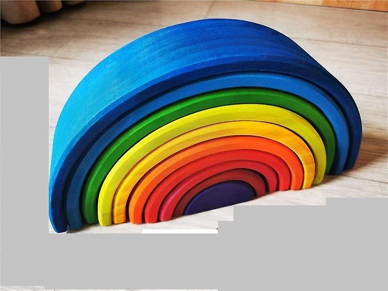 Slowmoose Wooden Rainbow Building Blocks, Balls Plate Toy sunset 10