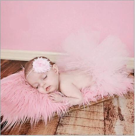 Slowmoose Baby Tutu Skirt And Flower Headband Photography Fluffy White Newborn