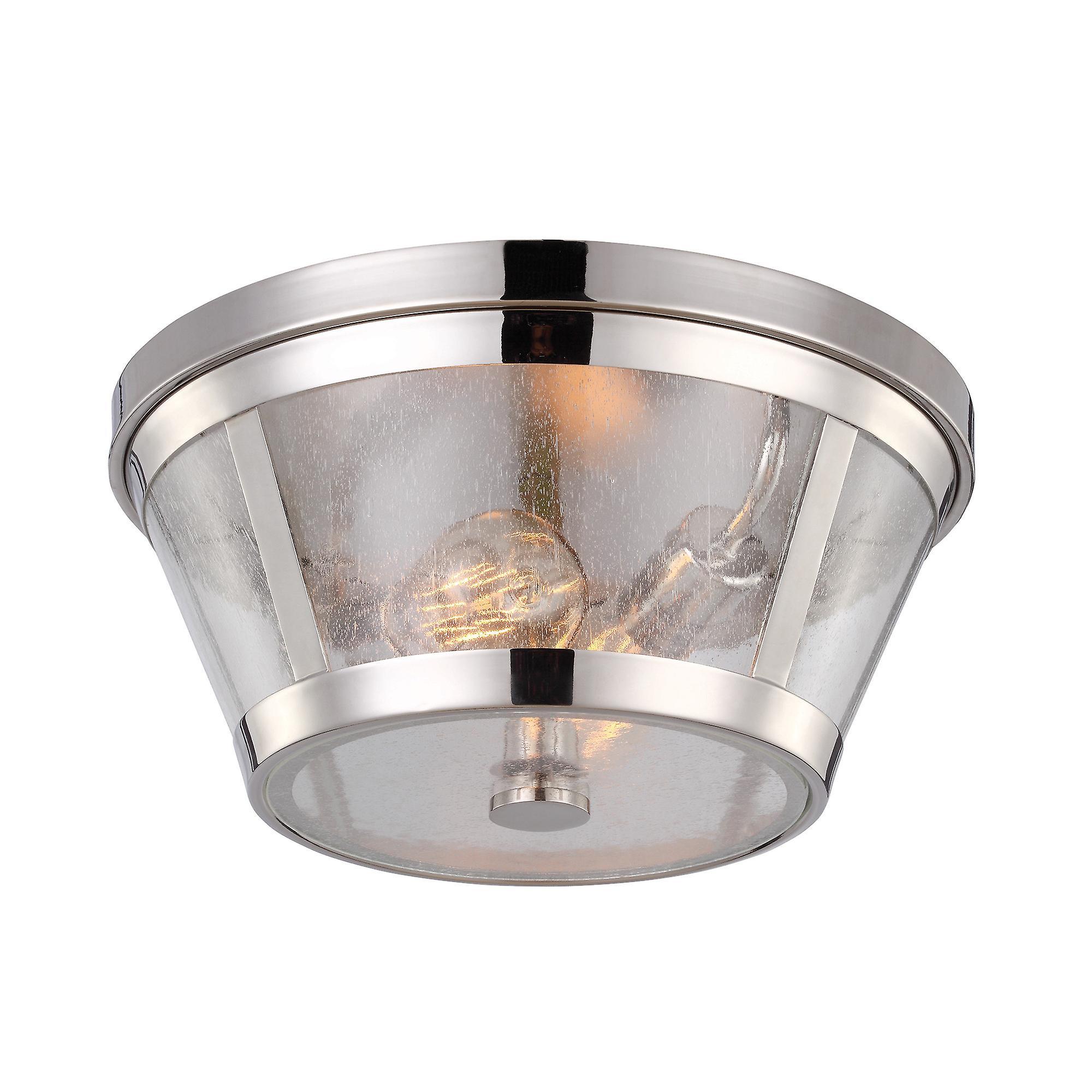 Harrow 2 Light Flush Mount Ceiling Light Polished Nickel E27