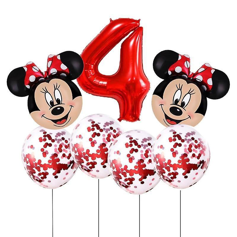 Slowmoose Mickey Mouse Head Shaped With Number-foil Balloons For Birthday Party Red4