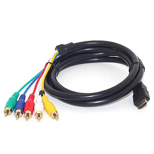 Hiborth 5Ft HDMI-compatible Male to 5-RCA RGB Audio Video AV Component Convert Cable Gold Plated