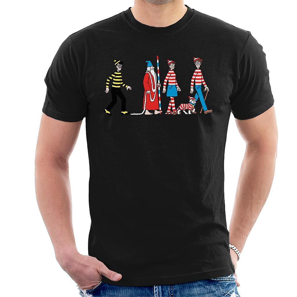 Wheres Wally Where's Wally Characters Walking Men's T-Shirt Black Medium