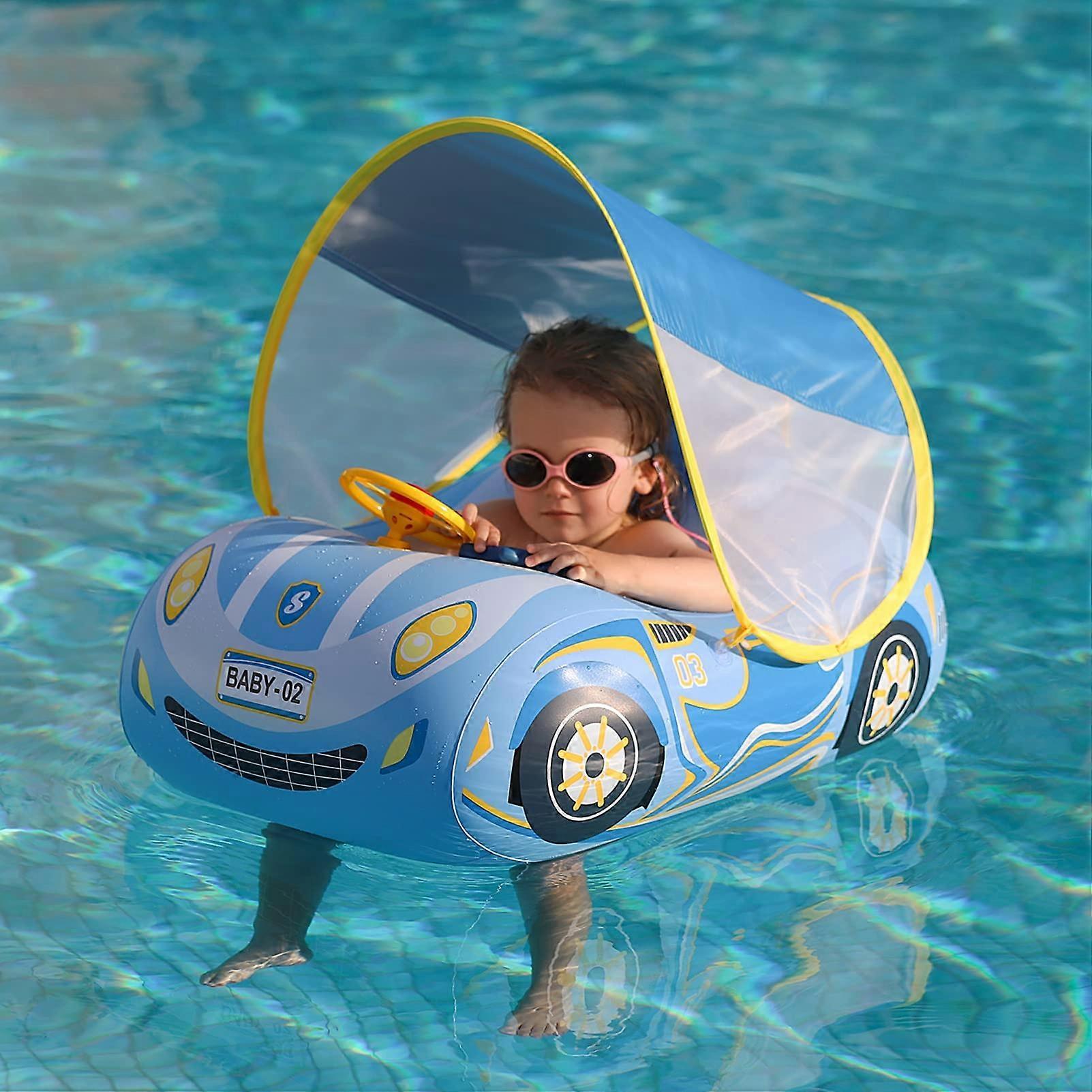 Shenzhenshileidakejimaoyiyouxiangongsi Toddler Pool Float Inflatable Car Baby Swim Float with Adjustable Sun Canopy and Safety Seat Pool Toys for K...