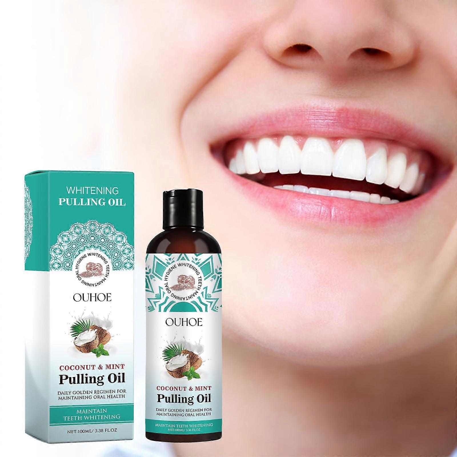 Unbrand Whitening Pulling Oil, Whitening Pulling Oil With Coconut & Mint, Alcohol Free Mouthwash for Fresh Breath, White Teeth & Healthy Teeth & Gu...