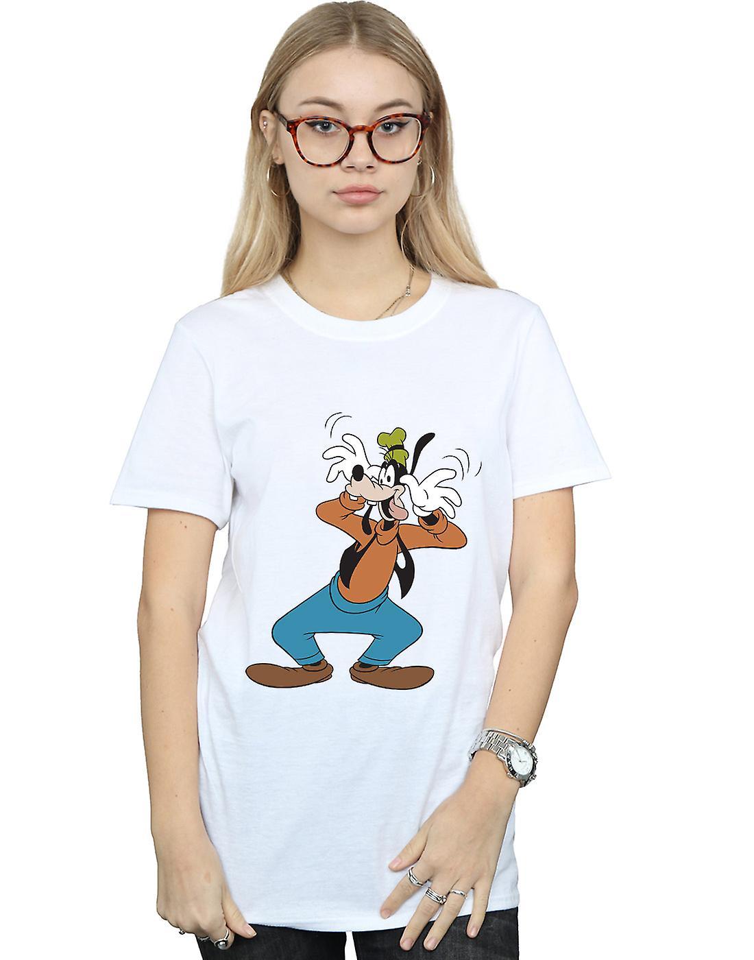 Absolute Cult Disney Women's Goofy Crazy Boyfriend Fit T-Shirt White Medium