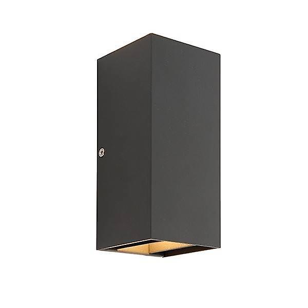 Saxby Lighting Glover Integrated LED 2 Light Outdoor Up Down Wall Light Matt Black, Glass IP44