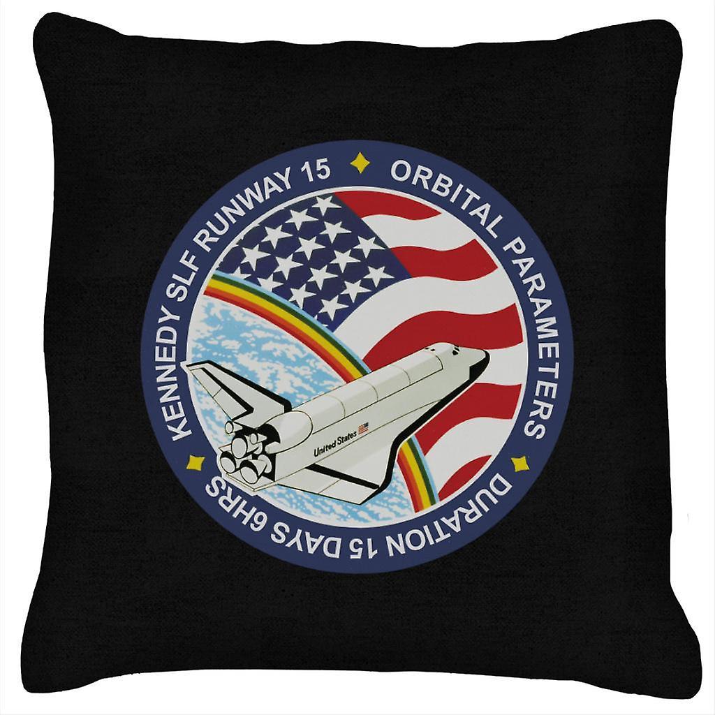 NASA STS 61B Space Shuttle Atlantis Mission Patch Cushion Black 40 x 40cm