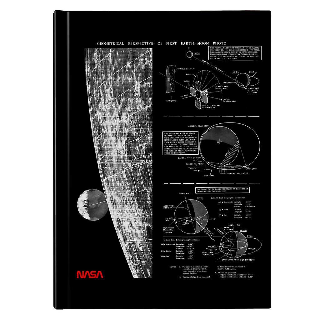 NASA Geometric Lunar Perspective Of Earth Hardback Journal Black 13 x 18.5 cm