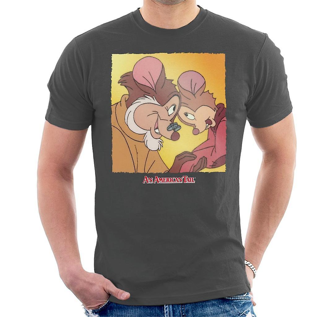 An American Tail Fieval And Papa Mousekewitz Men's T-Shirt Charcoal XX-Large