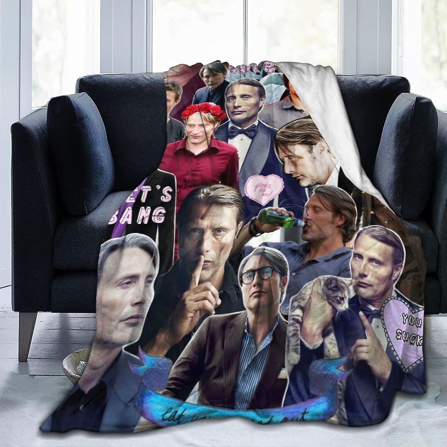 Kerota Mads Mikkelsen Flannel  Soft Air Conditioner  Anti-Pilling Lap  for Sofa Bedroom Living Room ABD13343 50x40in 125x100cm