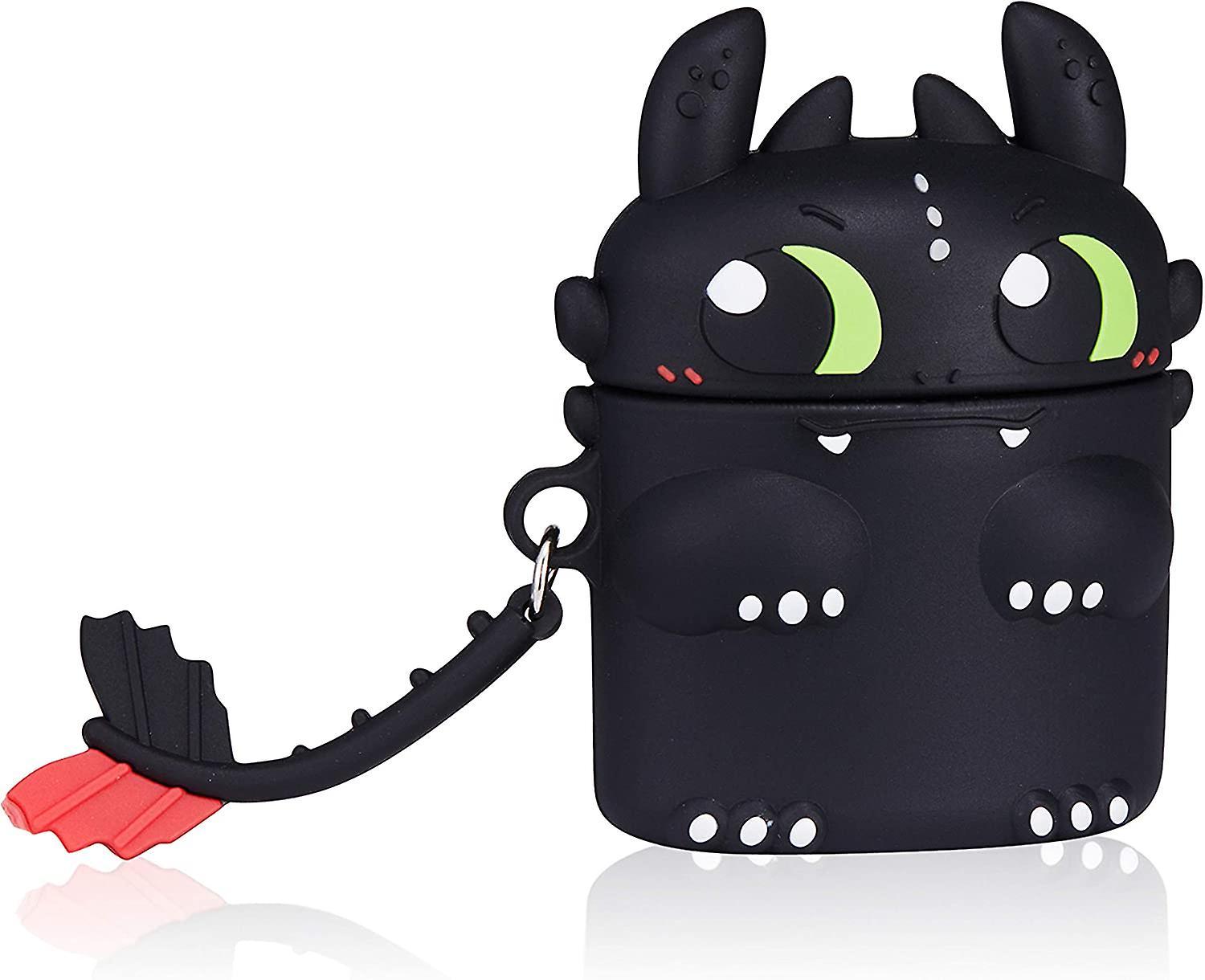 Heytea Black Toothless for Airpod 1/2 Case, Cartoon Cute Fashion Cool Silicone Design Character Cover for Airpods, Unique Stylish Kawaii Funny Fun ...