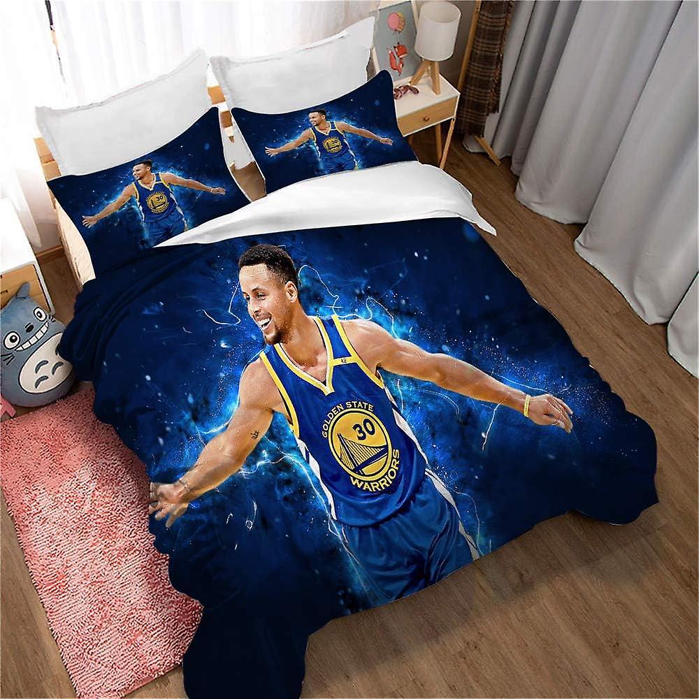 Kerota Basketball Stephen Curry 3 Piece Duvet Cover Set-600 Thread Count Egyptian Cotton, Stylish Breathable and Durable, Premium Bedding Collectio...