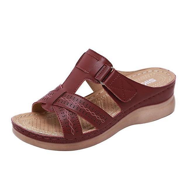 Slowmoose Women's Summer Open Toe ,comfy Sandals - Premium Orthopedic ,low Heels Walking brown 39