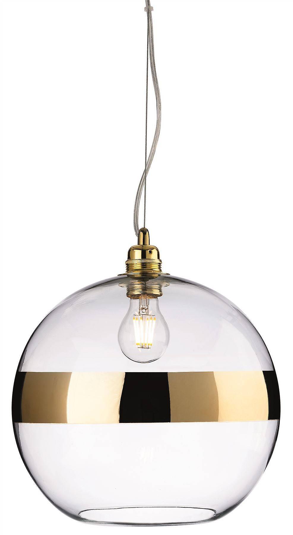 Firstlight Lighting Saturn 1 Light Globe Ceiling Pendant Gold, Clear Glass, E27