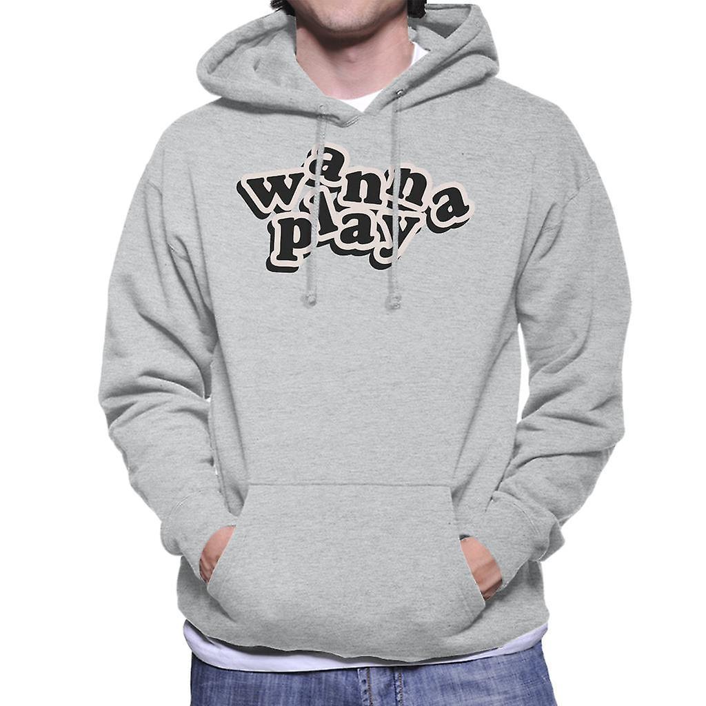 Chucky Wanna Play Playful Font Men's Hooded Sweatshirt Heather Grey Medium