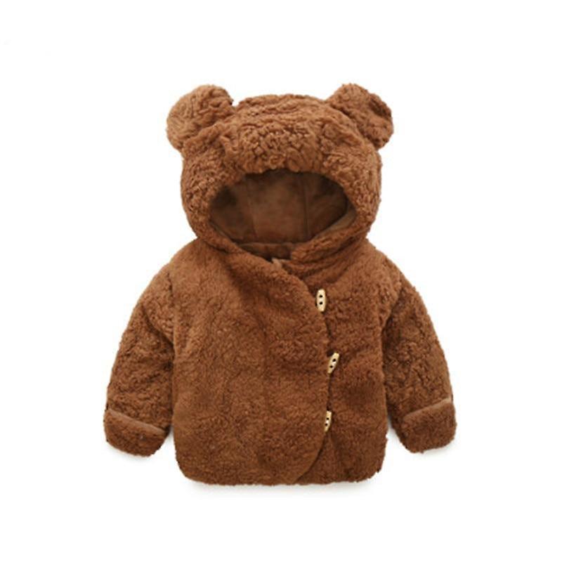 Slowmoose Autumn Winter Baby Clothes Warm Hooded Jacket & Coat Toddler Polar Fleece Brown-771 24M