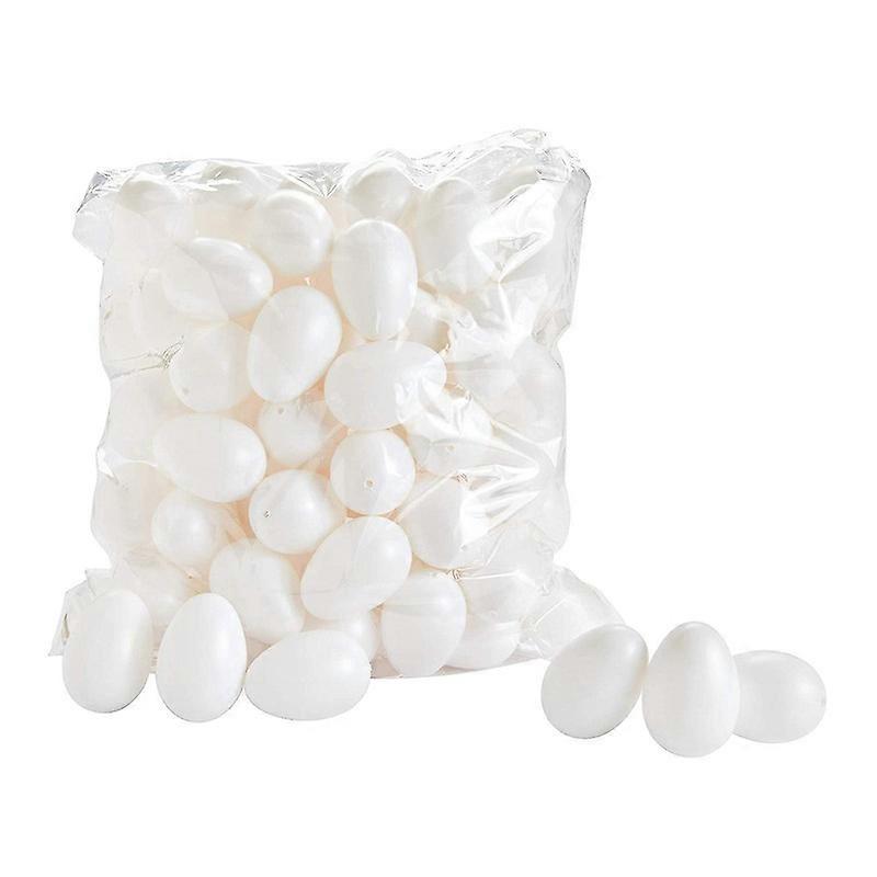 Pbb 50 Decorative Eggs 6 cm Plastic Eggs Decorating Home Decoration White[PB]