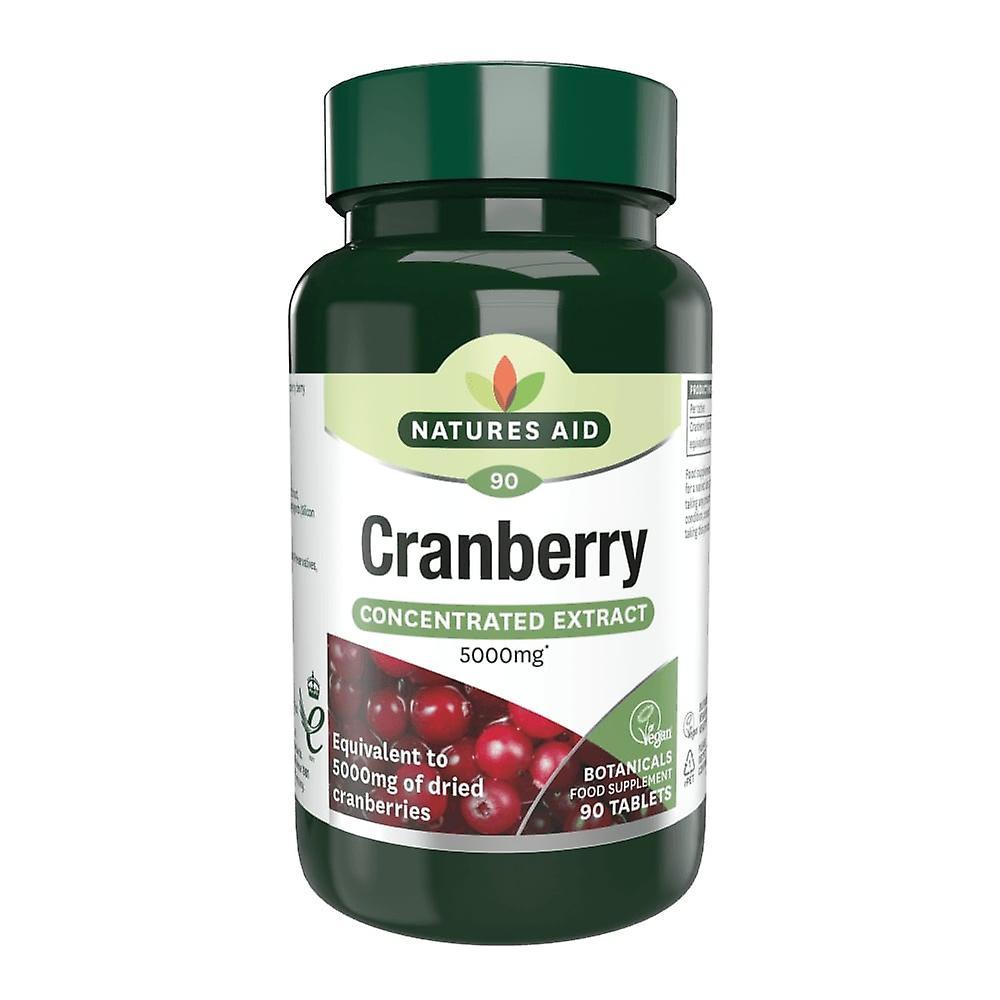 Natures Aid Cranberry 200mg (equivalent to 5000mg of fresh cranberries), 90 Tablets. Suitable for Vegans