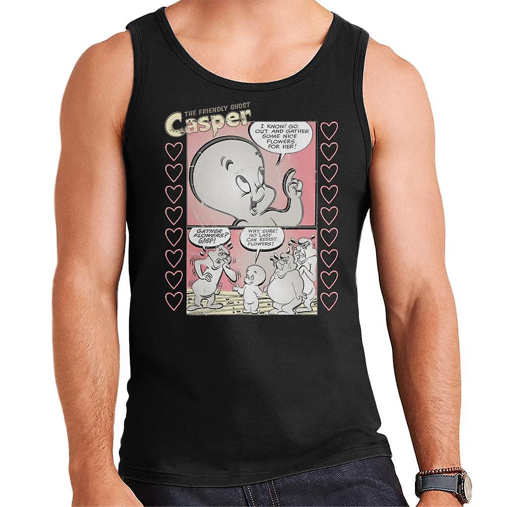 Casper The Friendly Ghost Flowers Comic Frame Men's Vest Black X-Large