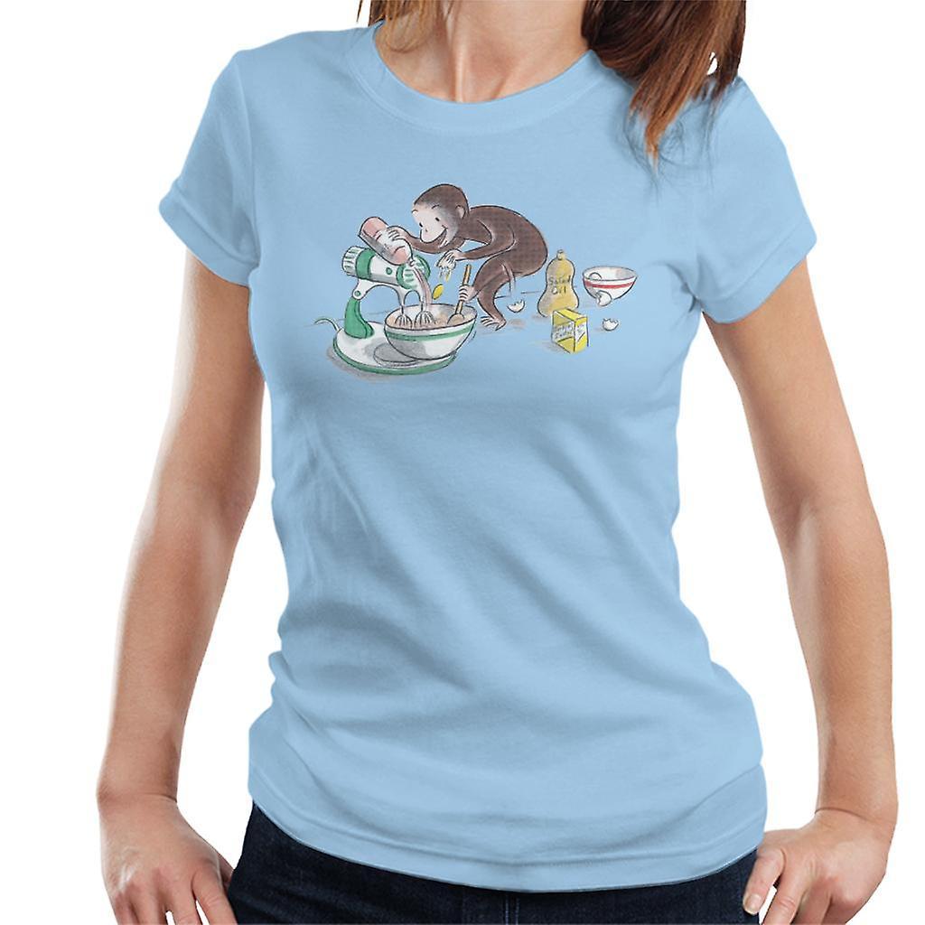 Curious George Cooking Women's T-Shirt Sky Blue X-Large