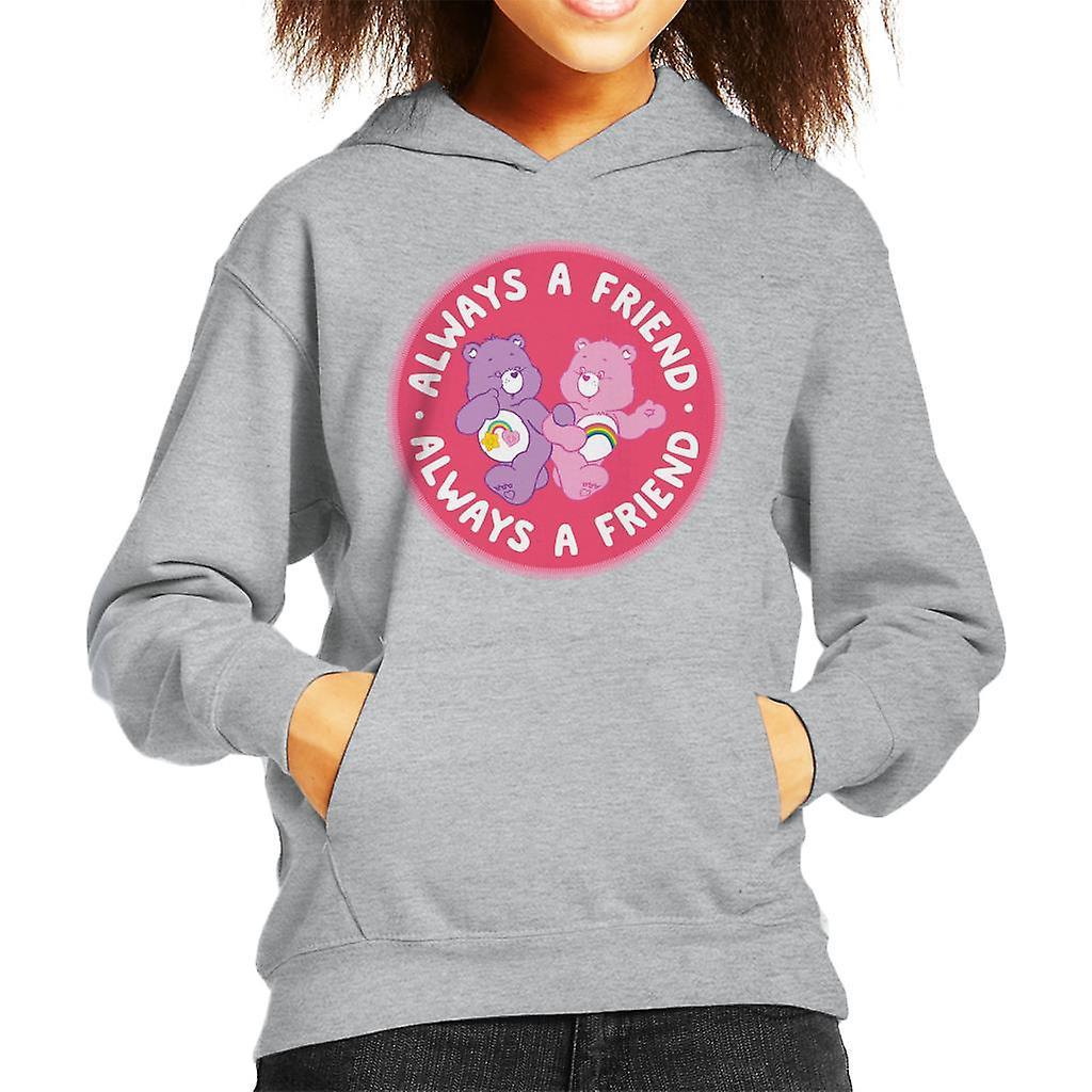 Care Bears Cheer Bear And Best Friend Bear Always A Friend Kid's Hooded Sweatshirt Heather Grey Large (9-11 yrs)