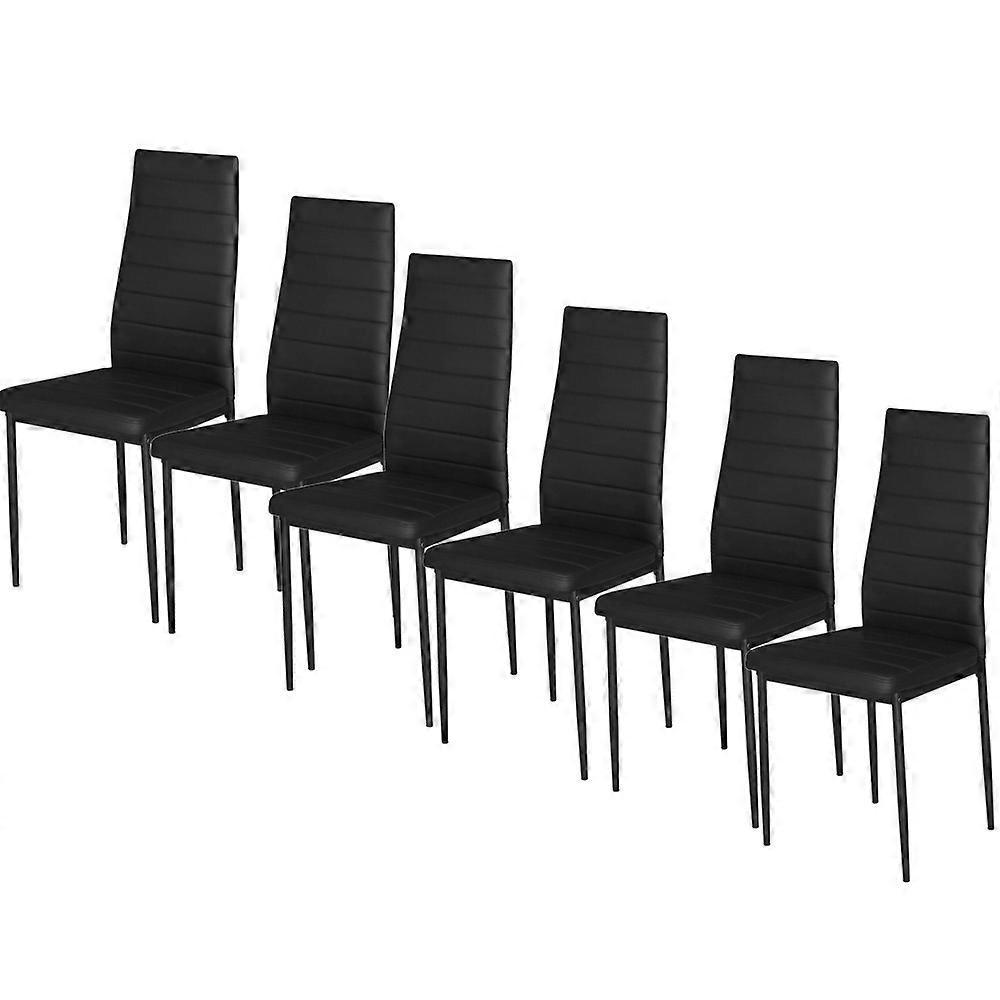 Living And Home 6Pcs PU Leather Padded Dining Chair Black