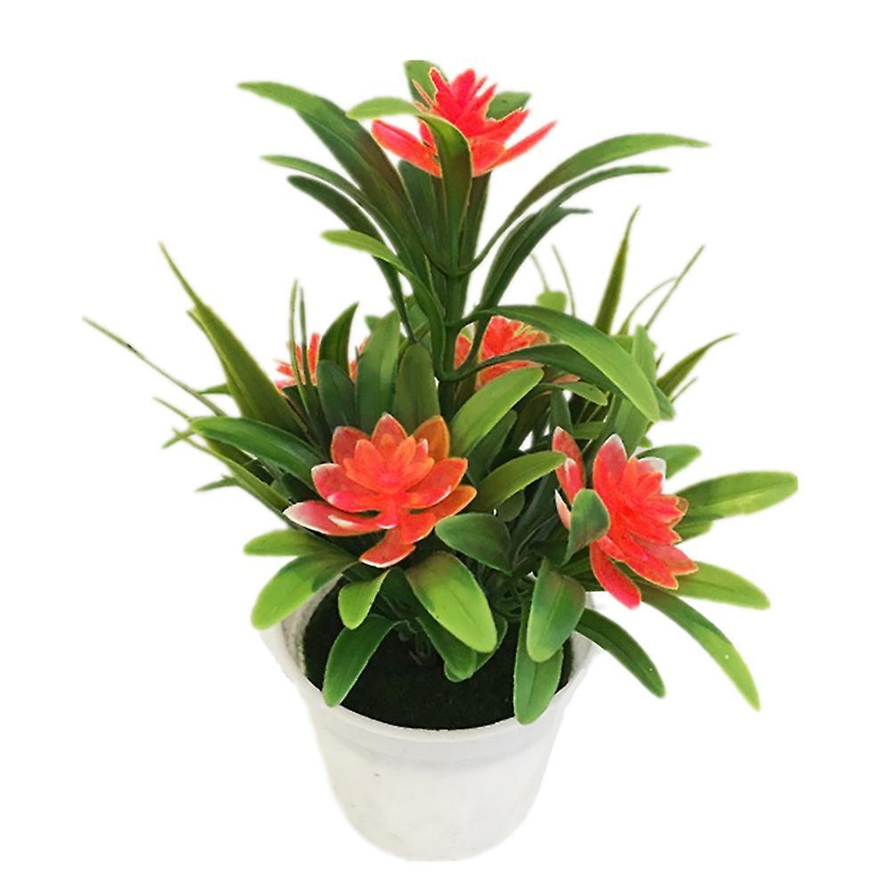 Sinknap Artificial Fake Lotus Flower Potted Plant Bonsai Wedding Party Garden Home Decor Orange