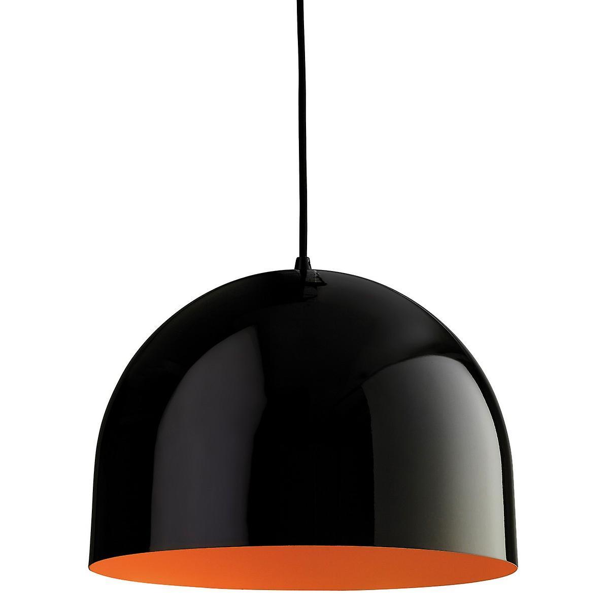 Firstlight Lighting House 1 Light Dome Ceiling Pendant Black, Orange Inside, E27