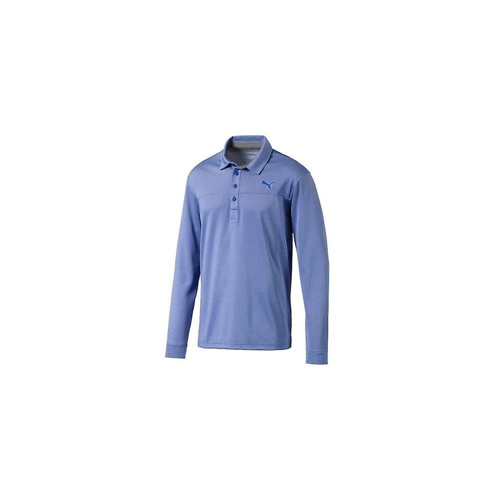 Men's Puma Long Sleeve Polo - Dazzling Blue Heather Medium