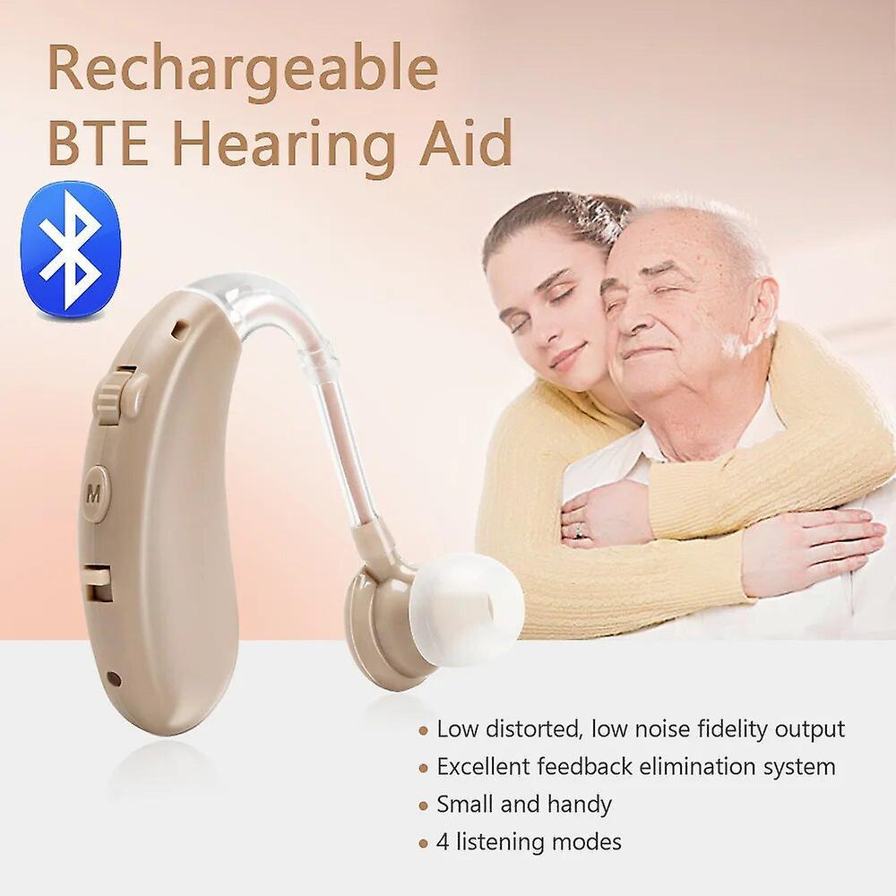 Jimonzi 2023 Best BTE Rechargeable Bluetooth Hearing Aid Mini Device Ear Amplifier Digital Hearing Aid Elderly Ear Care Hearing Aid blue No Bluetooth