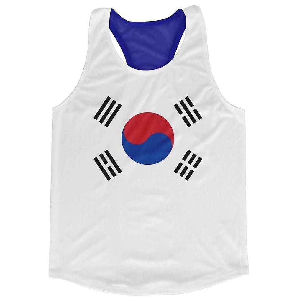 Airo Sportswear South Korea Flag Running Vest White Medium 38-40 inch Chest (96-104cm)