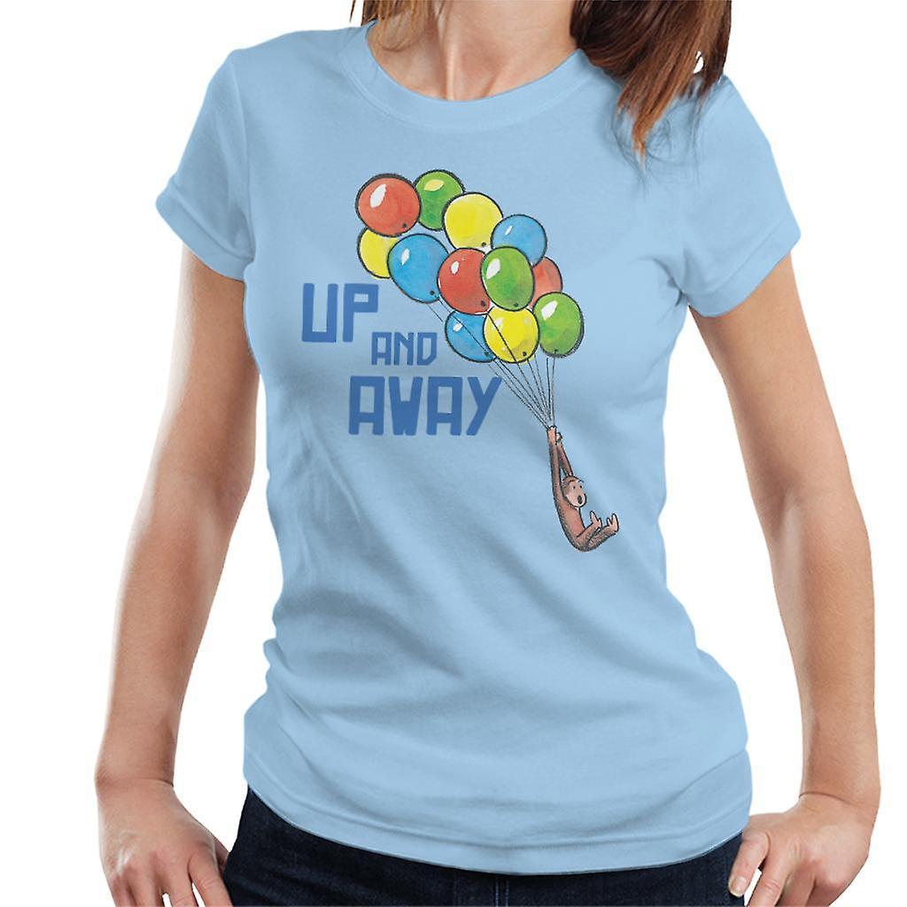 Curious George Up And Away Balloons Women's T-Shirt Sky Blue Small