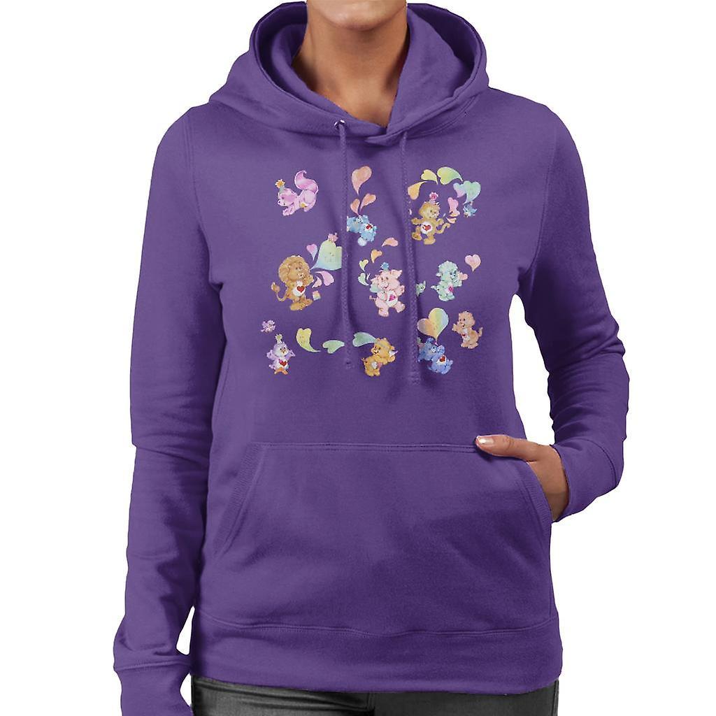 Care Bears Love Heart Montage Women's Hooded Sweatshirt Purple Medium