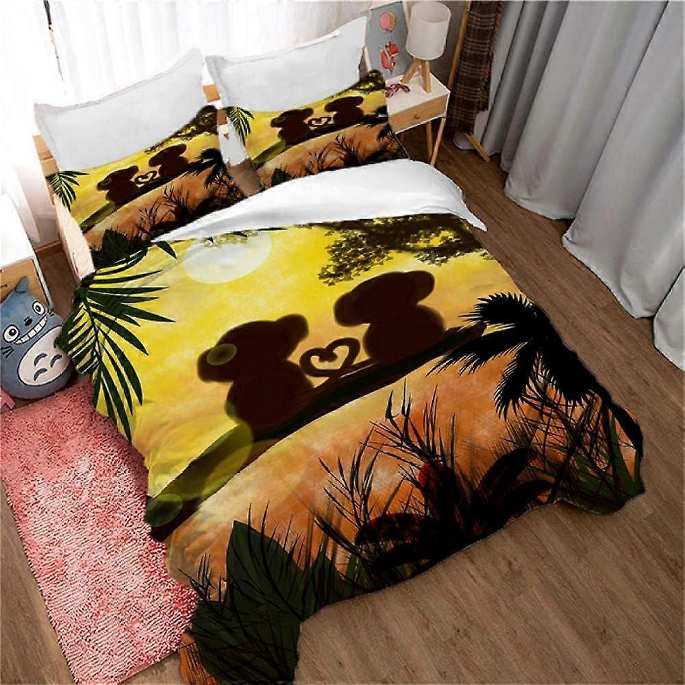 Kerota Bedding Sets D Monkey on Book Color Digital Print Duvet Cover and Pillowcase Polyester Zipper Closure Boys 135*200 CM Single135x200cm