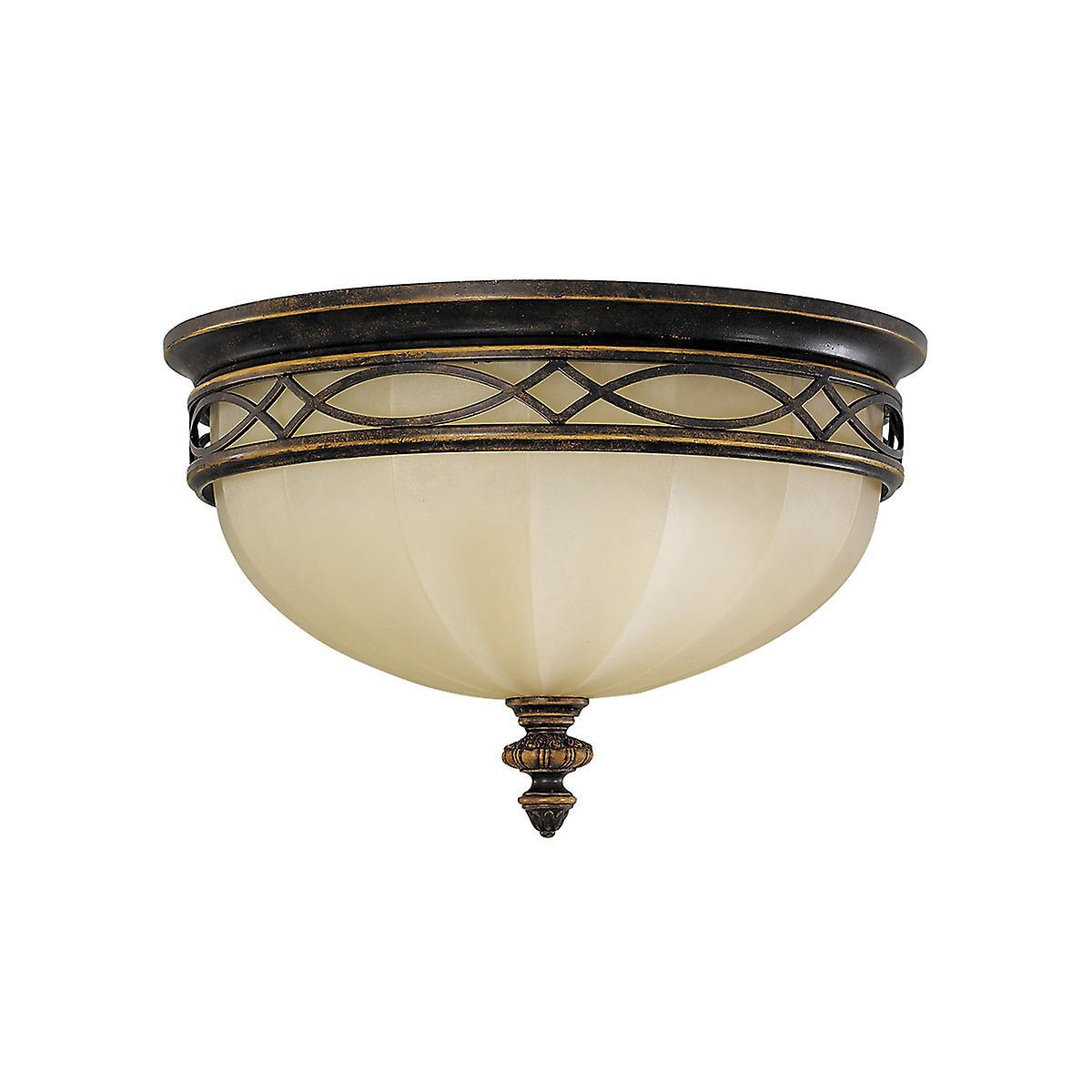 Drawing Room 3 Light Flush Ceiling Light Walnut E27